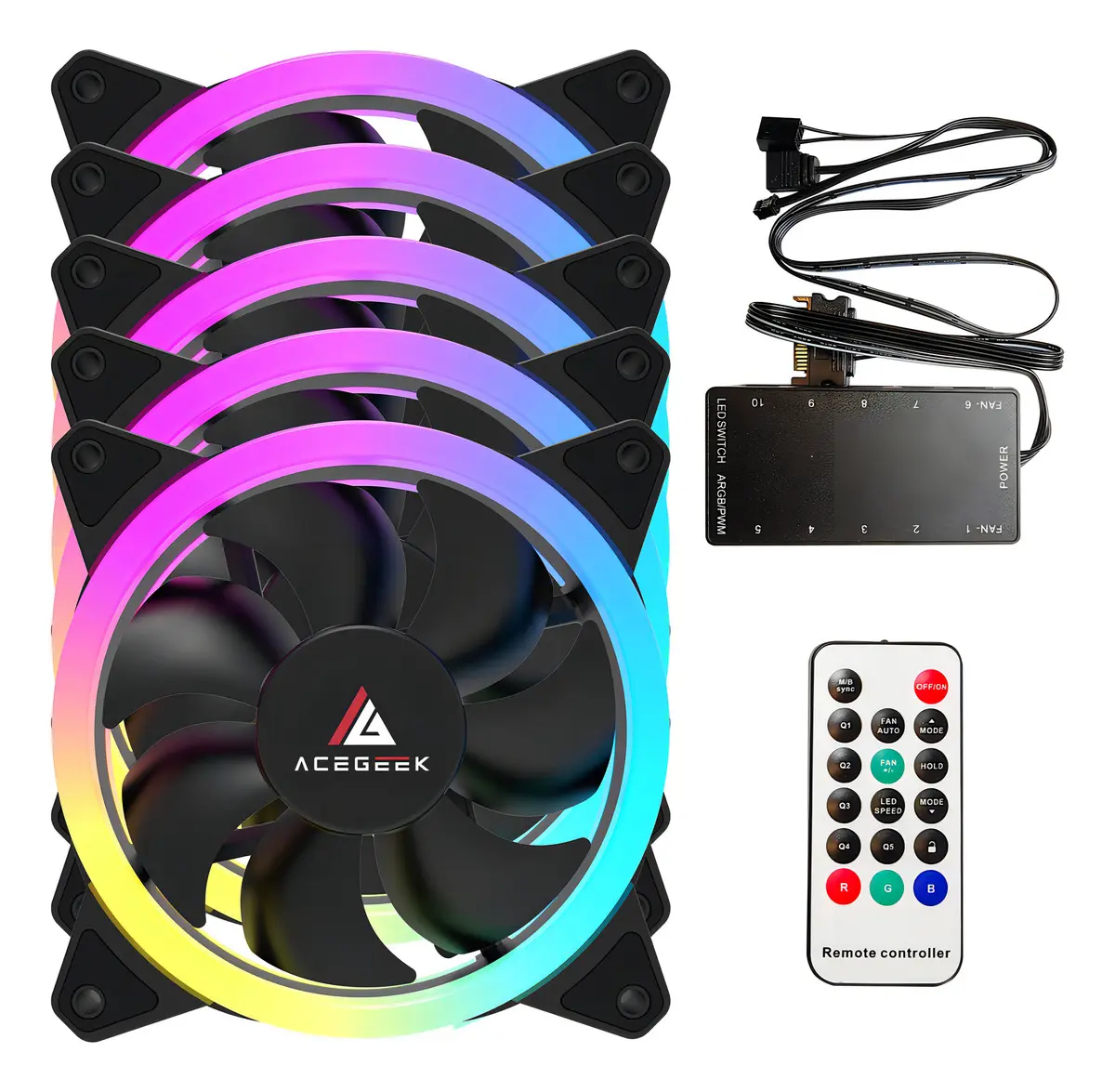 Kit Ventoinha Acegeek Galaxy, 5x120mm, Argb