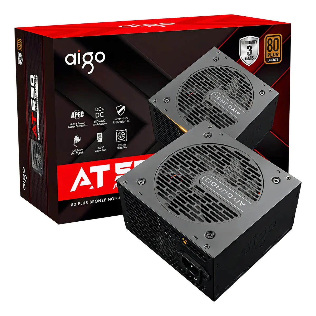 Fonte Aigo 550W 80 Plus Bronze PFC Ativo Bivolt