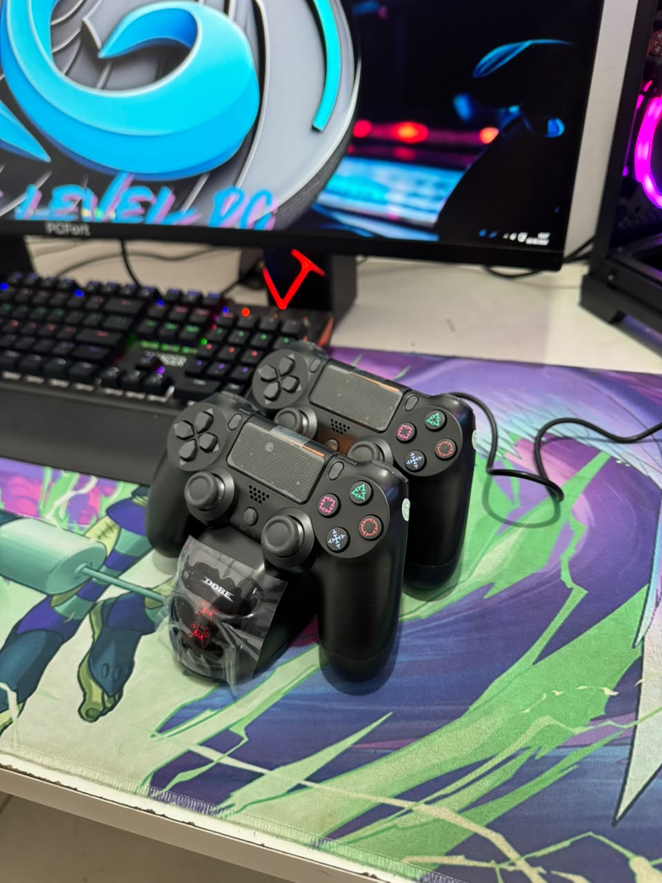 Kit 2 Controles Para Ps4 + Base Carregador -  Bluetooth Manete Gamer
