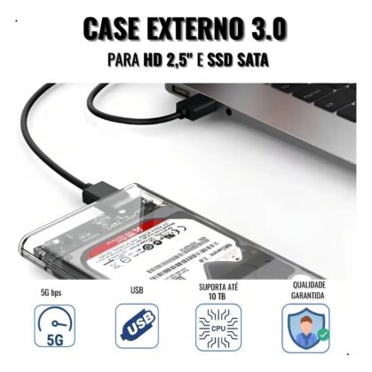 Case para HD 3.0 Externo SSD HDD Sata 2.5 USB
