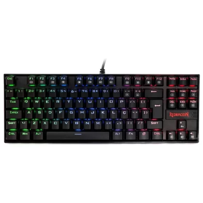 Teclado Mecânico Gamer Redragon Daksa Rainbow, Switch Brown Removíveis, ABNT, Black, K576R-1 PT-BROWN
