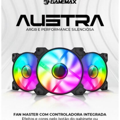 Kit 4 Fans GAMEMAX ARGB Austra Black 120mm Gamer