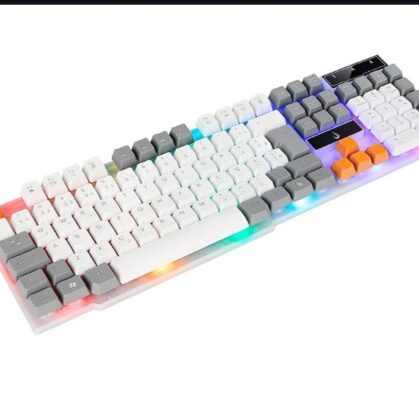 Teclado Semi-Mecânico Gamer Rise Mode G1, Rainbow, USB, Branco e Cinza
