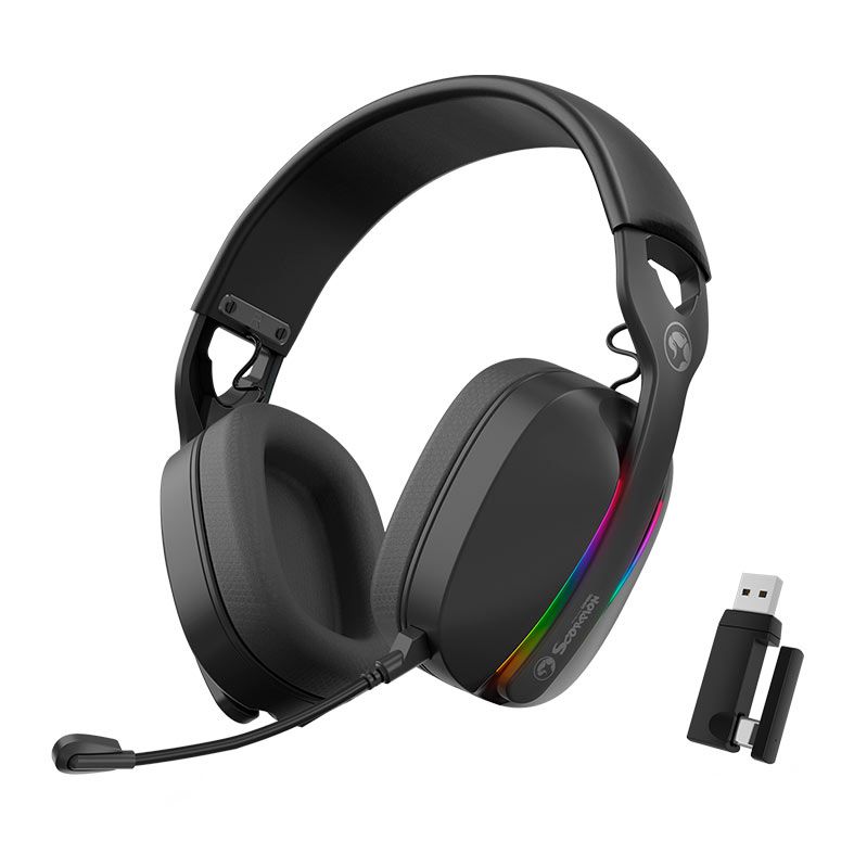 Headset Gamer Sem Fio Marvo Pulz 70W, RGB, Drivers 40mm, Tri-Mode, Preto